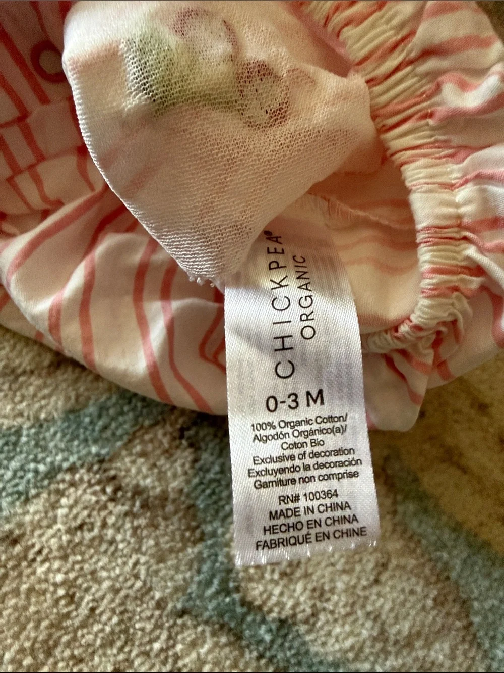 chick pea Pink & White Striped Cherry Baby Romper and shoes